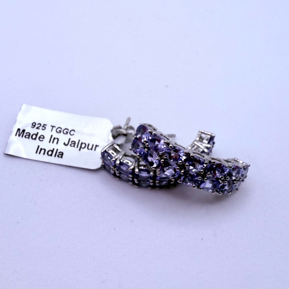 Silver and Purple Gemstone Earrings
